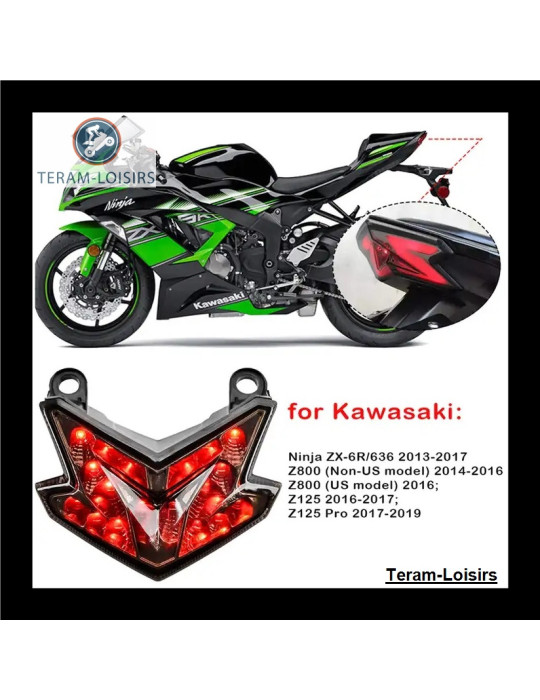 Feu Arriere + Clignotants Intégrés Kawasaki Z 800 ZX 6R 636 Red de 2013 2014 2015  - 2