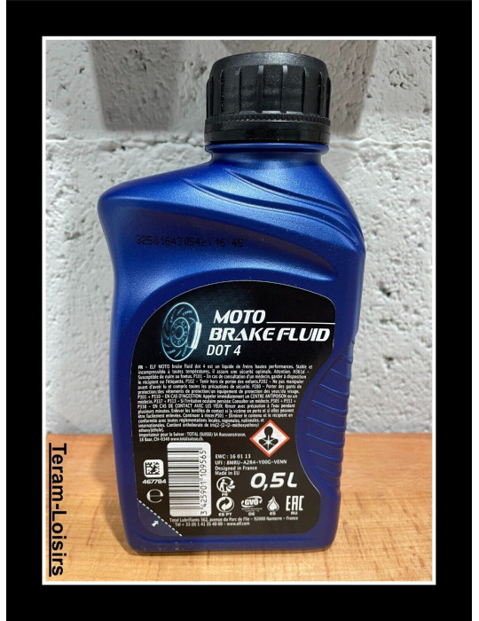 Liquide Frein ELF MOTO BRAKE FLUID DOT 4 - Haute Performance - 0.5L NEUF  - 3