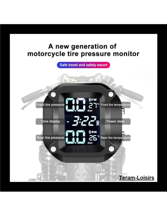 Kit Capteur de Pression Pneumatique TPMS + Ecran Contrôle Moto Quad Vélo NEUF  - 4